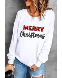 Thumbnail for Azura Exchange MERRY Christmas Plaid Print Pullover Sweatshirt - L