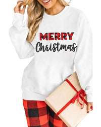 Thumbnail for Azura Exchange MERRY Christmas Plaid Print Pullover Sweatshirt - L