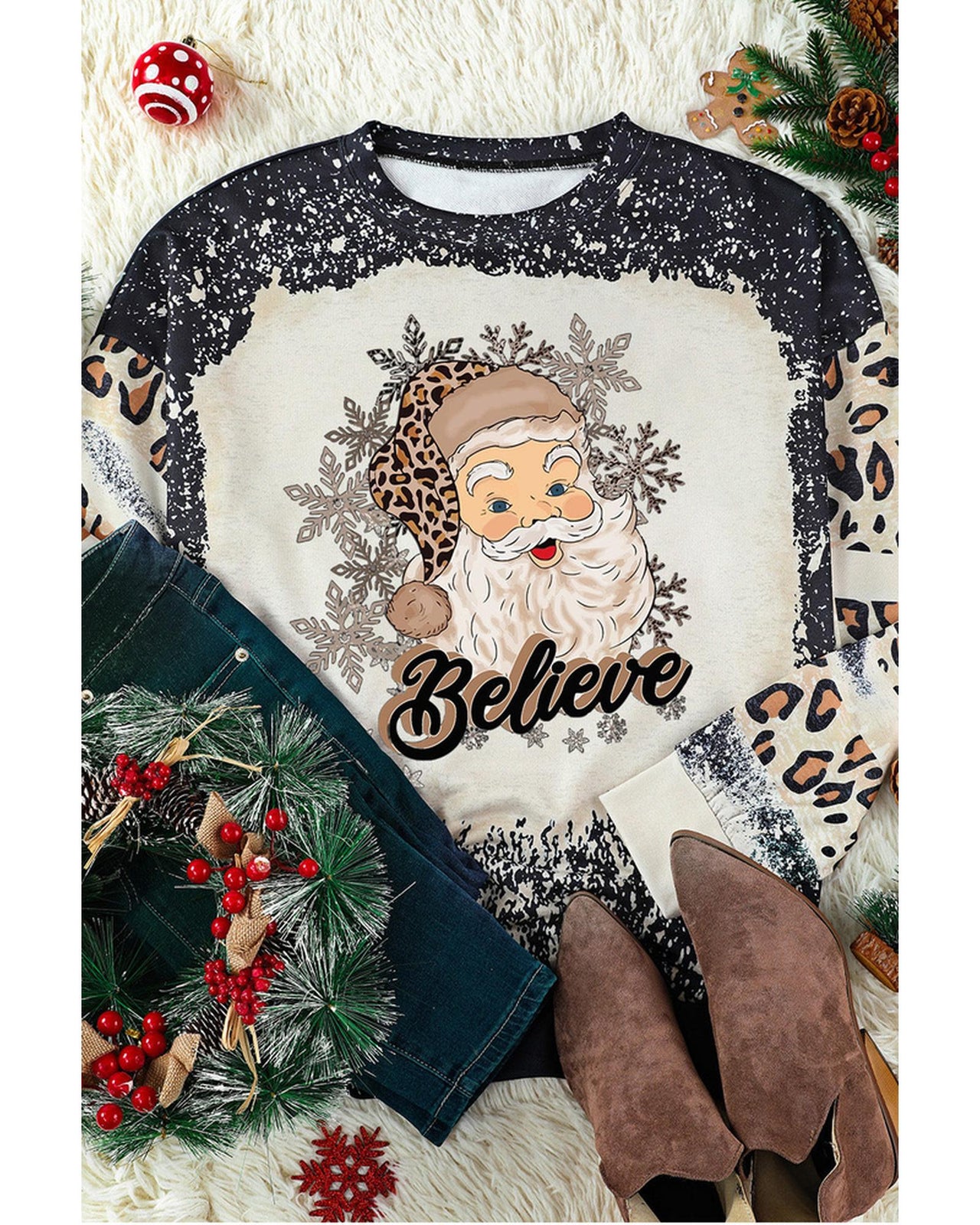 Azura Exchange Santa Clause Bleach Print Graphic Sweatshirt - XL