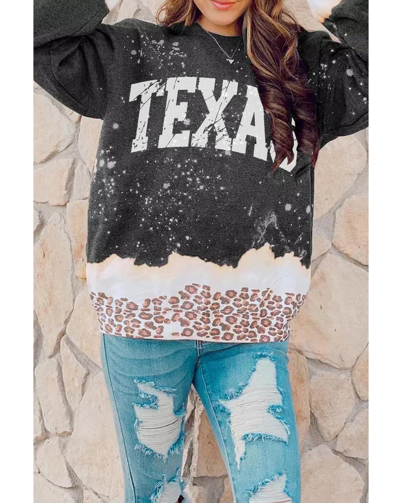 Azura Exchange Leopard Color Block Pullover Sweatshirt - M