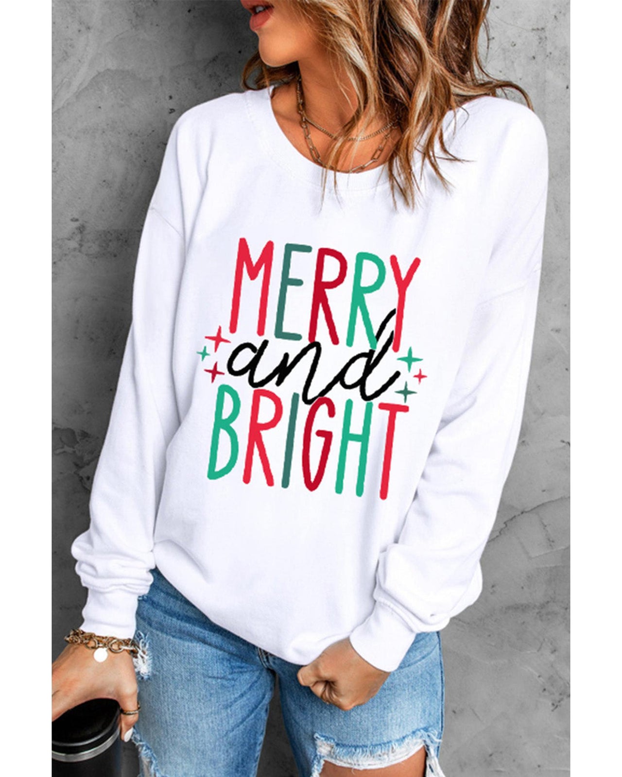 Azura Exchange Merry and Bright Long Sleeve Graphic Sweatshirt - 2XL