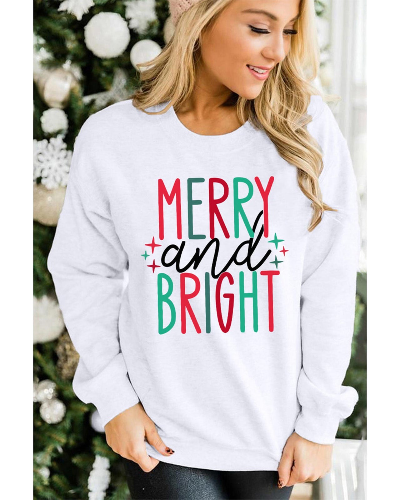 Azura Exchange Merry and Bright Long Sleeve Graphic Sweatshirt - 2XL