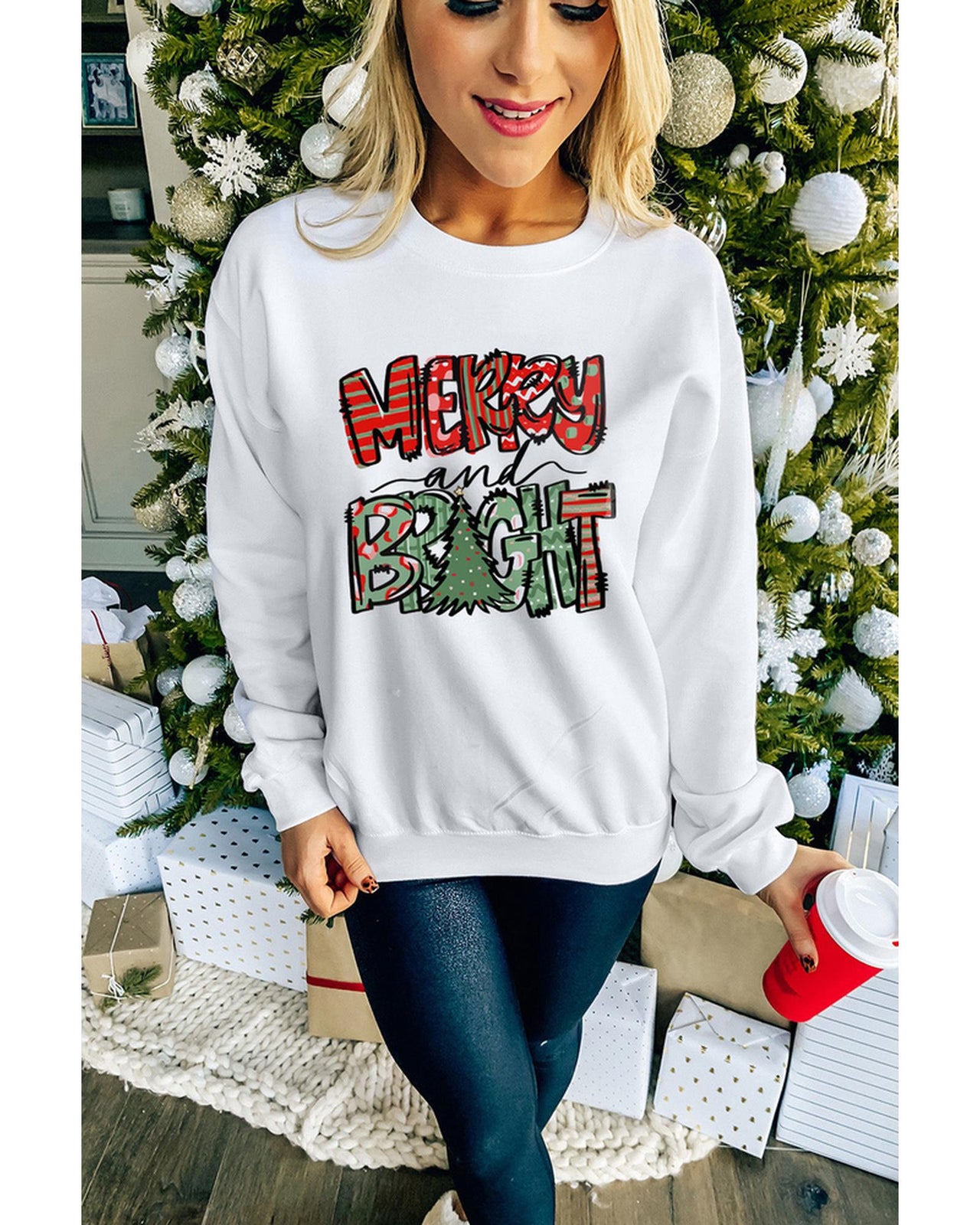 Azura Exchange Christmas Graphic Print Pullover Sweatshirt - L