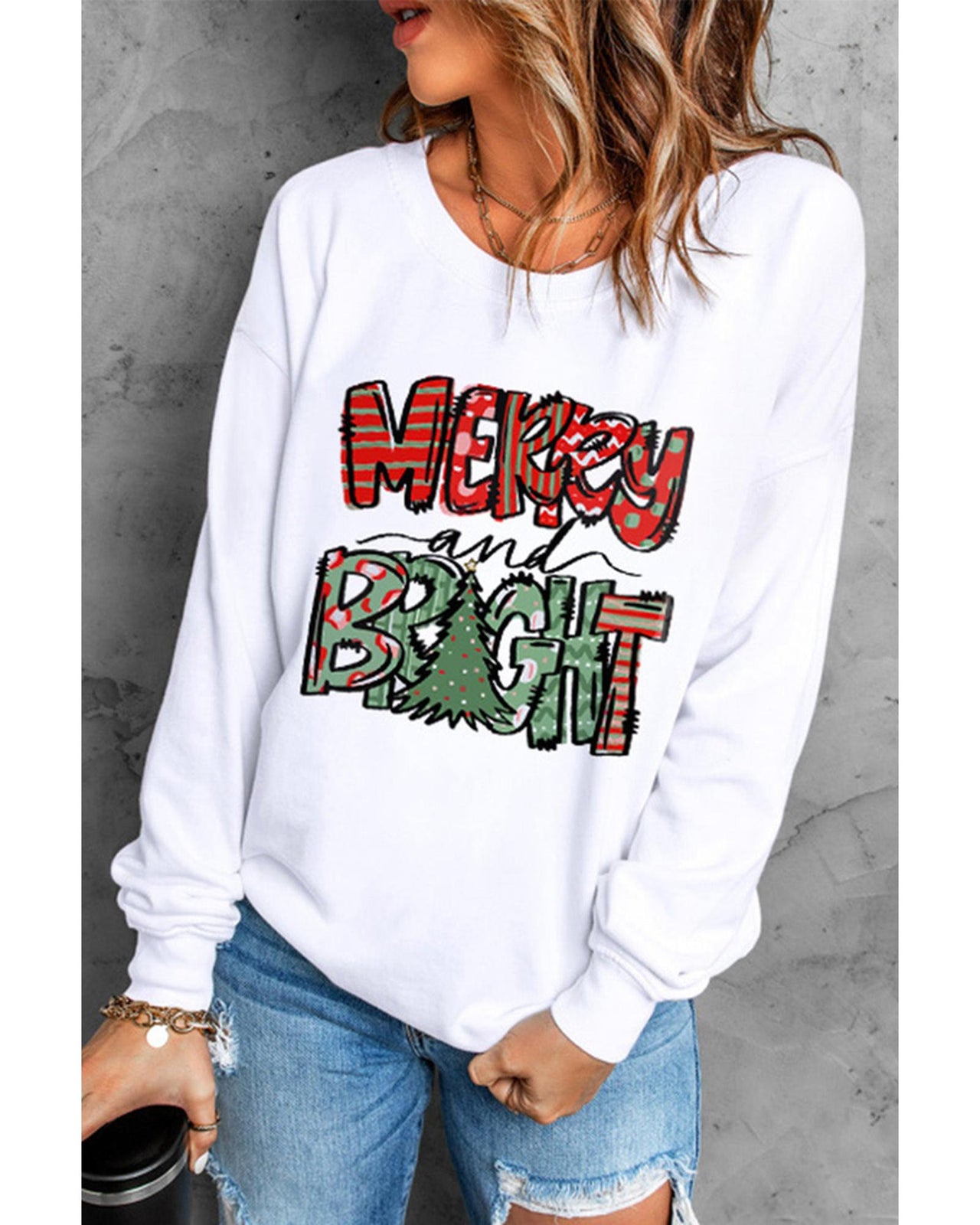 Azura Exchange Christmas Graphic Print Pullover Sweatshirt - L