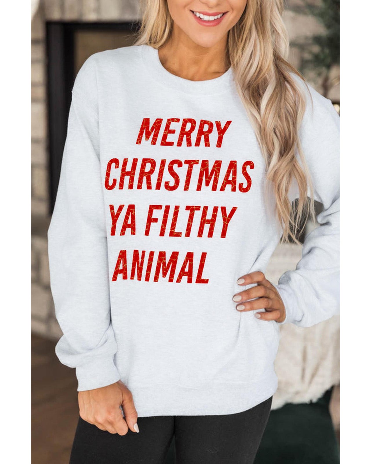 Azura Exchange Graphic Sweatshirt - Merry Christmas Ya Filthy Animal - L