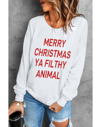 Thumbnail for Azura Exchange Graphic Sweatshirt - Merry Christmas Ya Filthy Animal - L