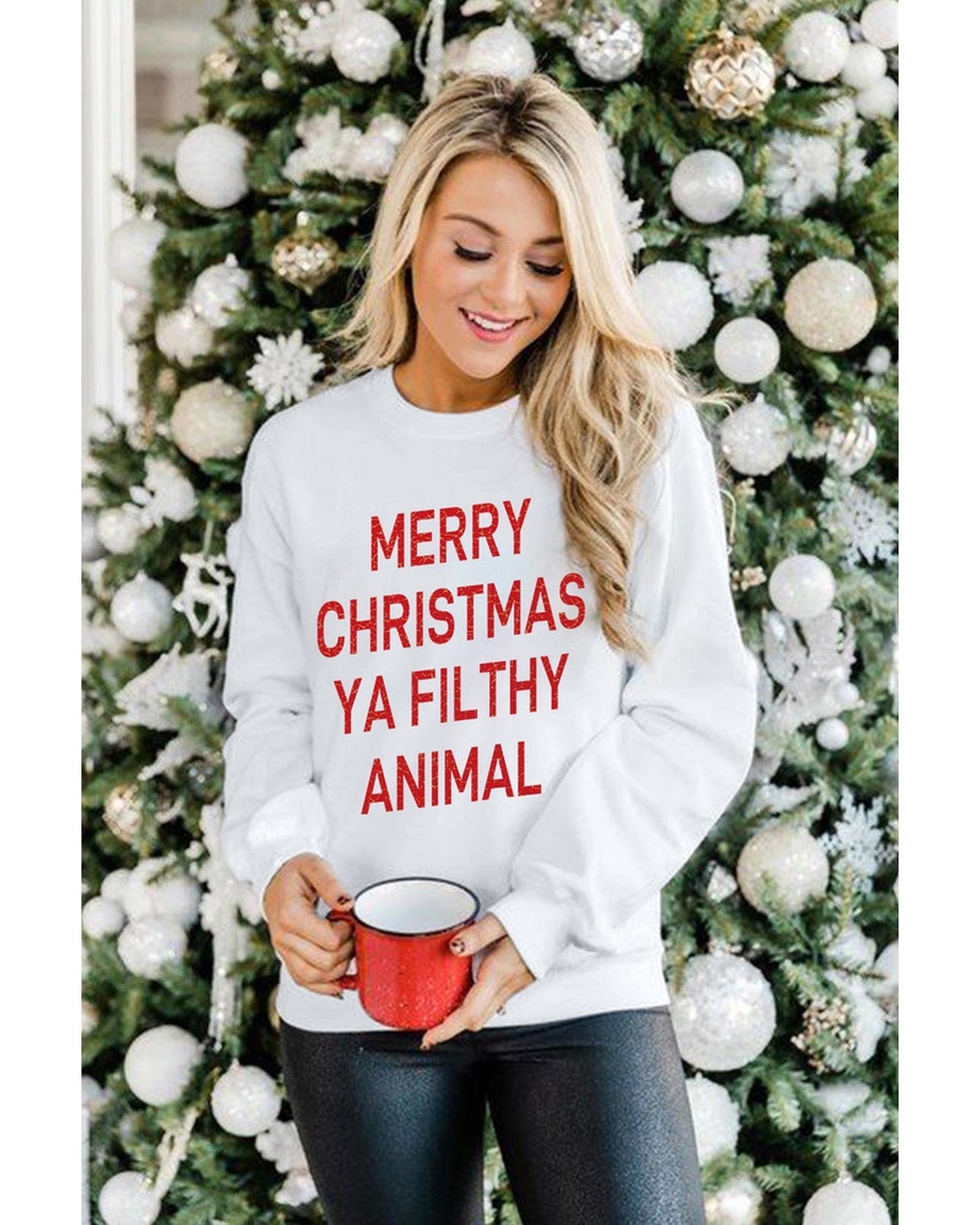 Azura Exchange Graphic Sweatshirt - Merry Christmas Ya Filthy Animal - L