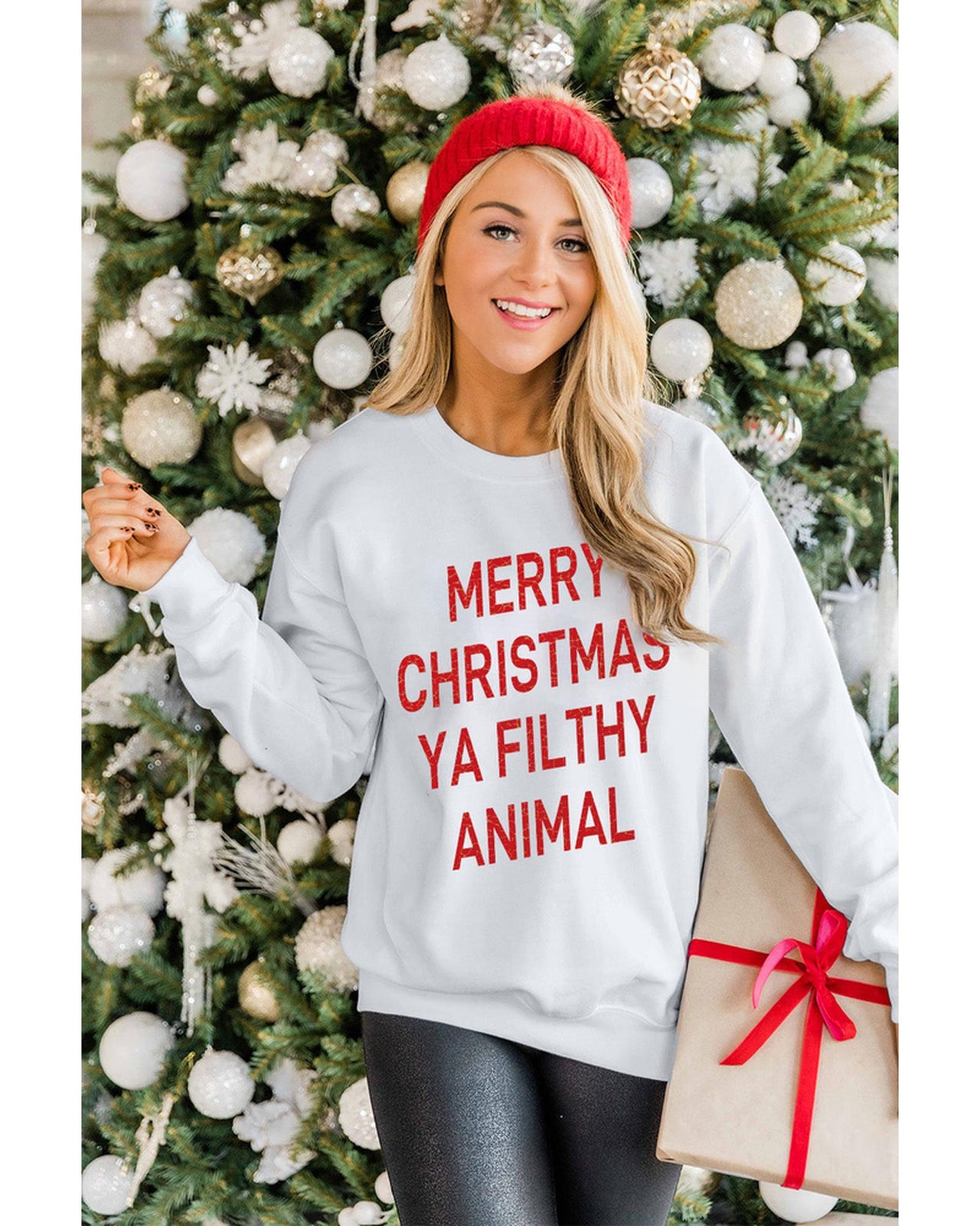 Azura Exchange Graphic Sweatshirt - Merry Christmas Ya Filthy Animal - L