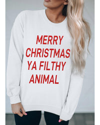 Thumbnail for Azura Exchange Graphic Sweatshirt - Merry Christmas Ya Filthy Animal - L