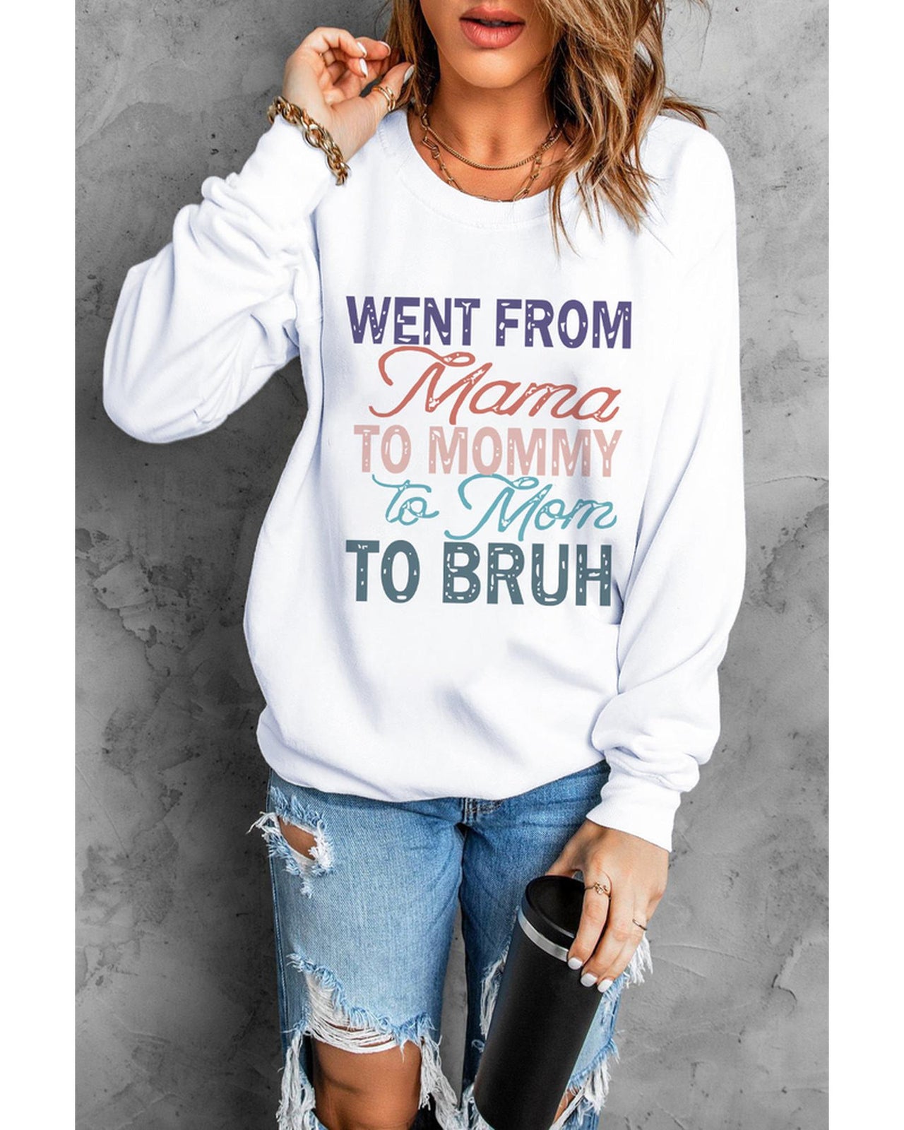 Azura Exchange Letters Print Long Sleeve Sweatshirt - L