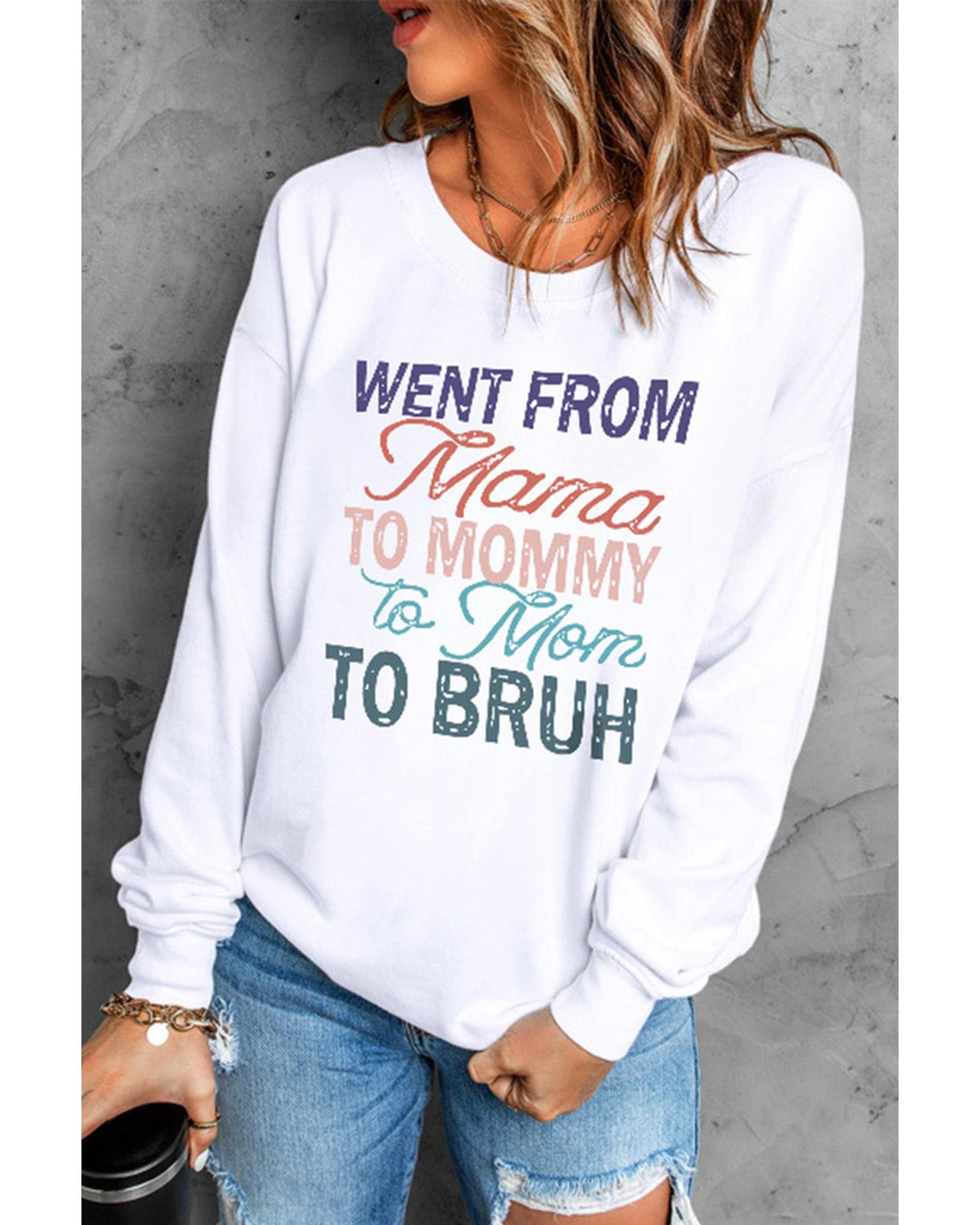 Azura Exchange Letters Print Long Sleeve Sweatshirt - L