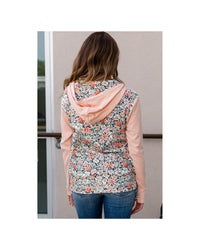 Thumbnail for Azura Exchange Floral Patch Half Zip Kangaroo Pocket Hoodie - L