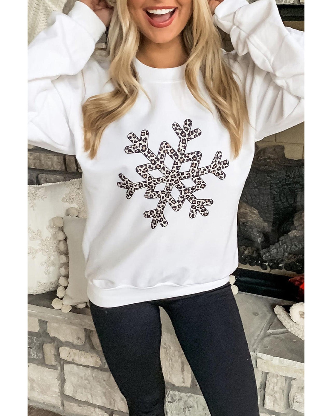 Azura Exchange Leopard Snowflake Pullover Sweatshirt - 2XL