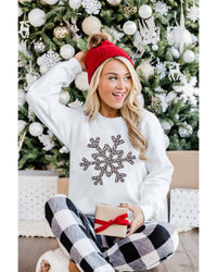 Thumbnail for Azura Exchange Leopard Snowflake Pullover Sweatshirt - 2XL