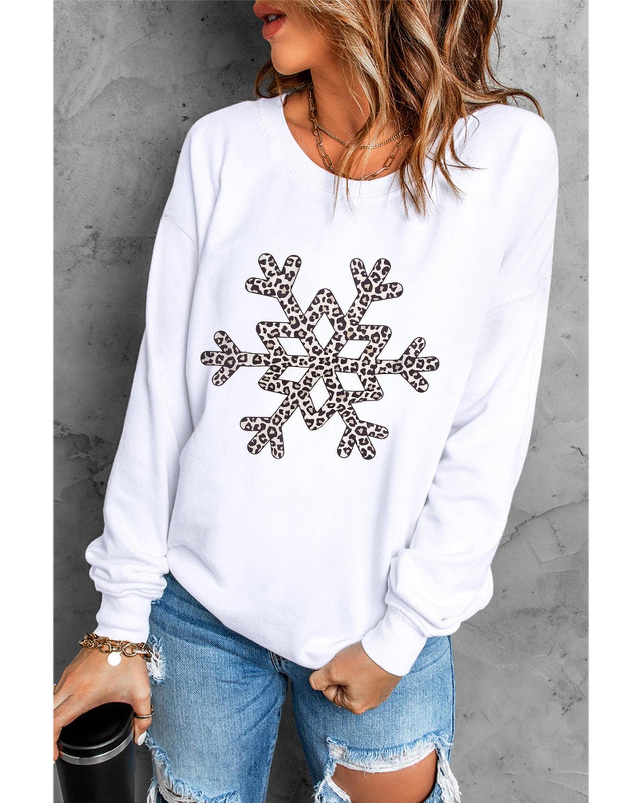 Azura Exchange Leopard Snowflake Pullover Sweatshirt - 2XL