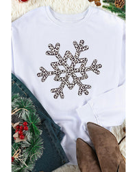 Thumbnail for Azura Exchange Leopard Snowflake Pullover Sweatshirt - 2XL