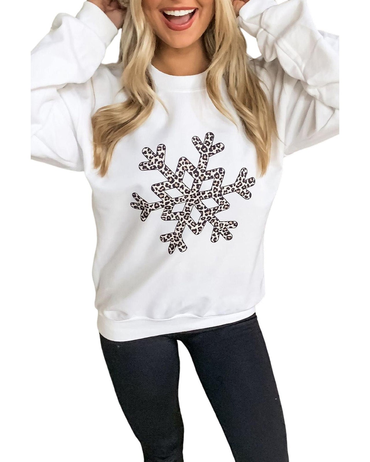 Azura Exchange Leopard Snowflake Pullover Sweatshirt - 2XL