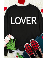 Thumbnail for Azura Exchange Lover Crew Neck Sweatshirt with Letter Print - 2XL