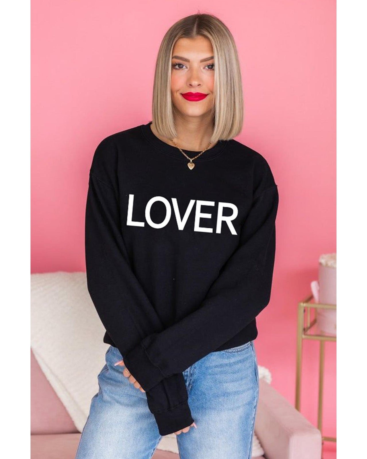 Azura Exchange Lover Crew Neck Sweatshirt with Letter Print - 2XL