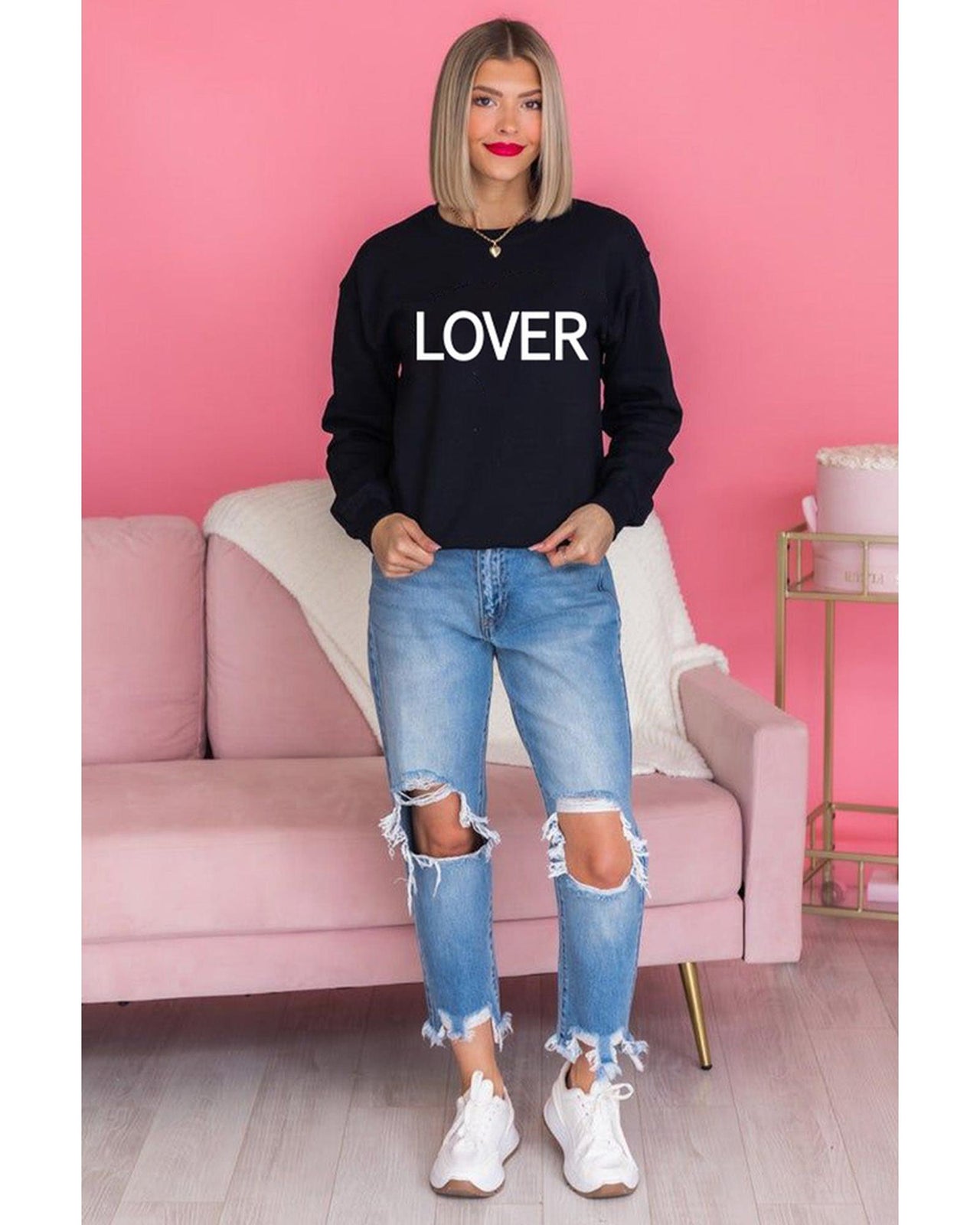 Azura Exchange Lover Crew Neck Sweatshirt with Letter Print - 2XL