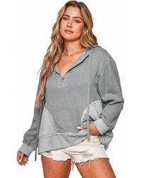 Thumbnail for Azura Exchange Contrast Patchwork Pullover Hoodie - L