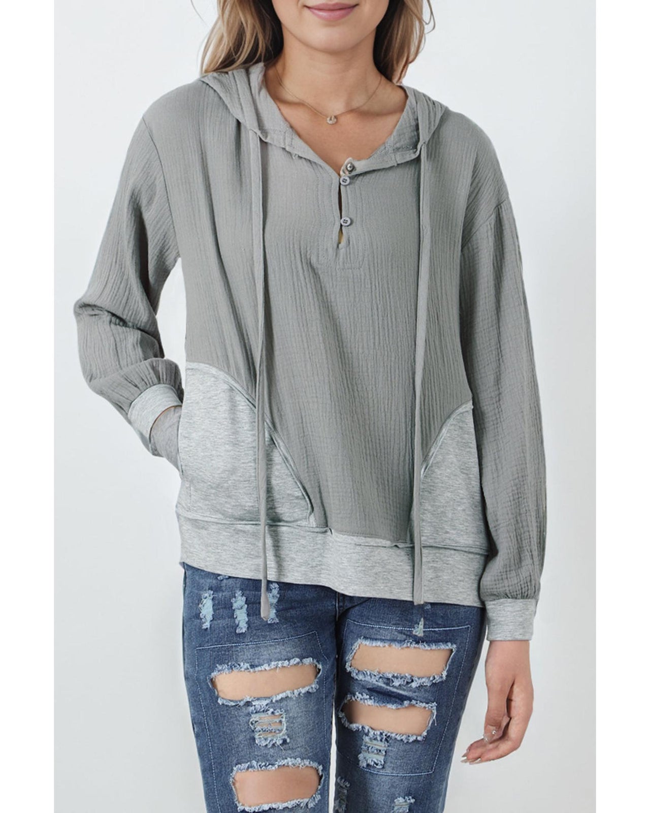 Azura Exchange Contrast Patchwork Pullover Hoodie - XL