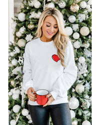 Thumbnail for Azura Exchange Embroidered Heart Pullover Sweatshirt - L