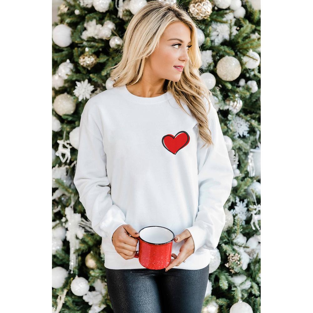 Azura Exchange Embroidered Heart Pullover Sweatshirt - L