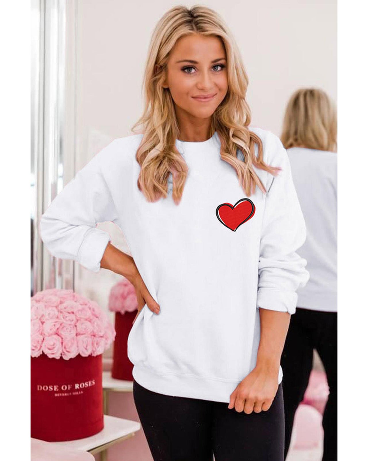 Azura Exchange Embroidered Heart Pullover Sweatshirt - L