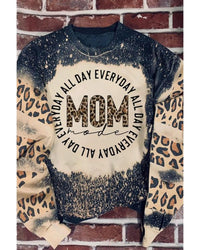 Thumbnail for Azura Exchange MOM Letter Graphic Print Leopard Bleached Sweatshirt - XL