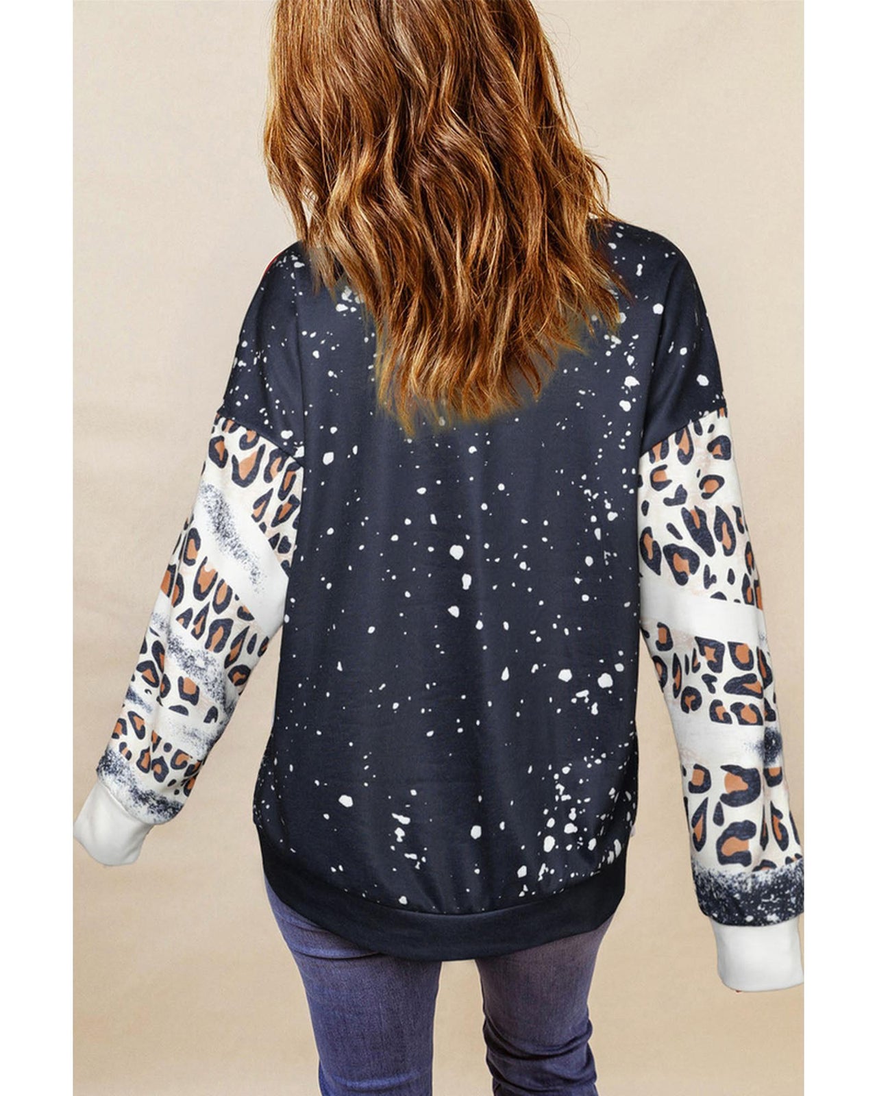 Azura Exchange MOM Letter Graphic Print Leopard Bleached Sweatshirt - XL