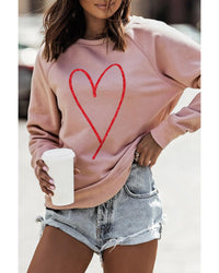 Thumbnail for Azura Exchange Glitter Heart Raglan Pullover Sweatshirt - L