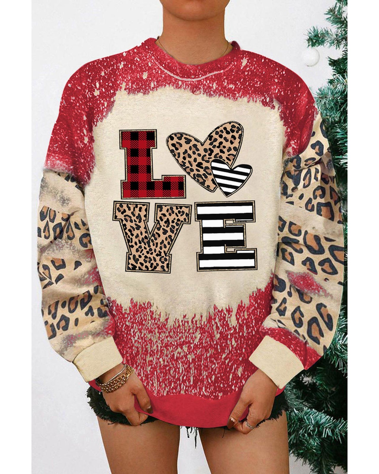 Azura Exchange Leopard LOVE Element Sweatshirt - L