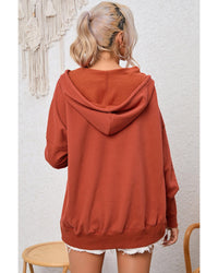 Thumbnail for Azura Exchange Oversized Snap Button Hoodie with Thumb Hole in Orange - L