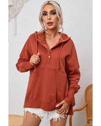 Thumbnail for Azura Exchange Oversized Snap Button Hoodie with Thumb Hole in Orange - L