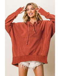 Thumbnail for Azura Exchange Oversized Snap Button Hoodie with Thumb Hole in Orange - XL