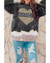 Thumbnail for Azura Exchange Heart Leopard Splicing Pullover Sweatshirt - L