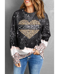 Thumbnail for Azura Exchange Heart Leopard Splicing Pullover Sweatshirt - L