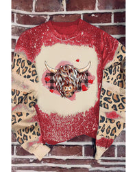 Thumbnail for Azura Exchange Heifer Graphic Print Leopard Bleached Sweatshirt - XL