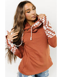 Thumbnail for Azura Exchange Patchwork Aztec Print Hoodie with Thumb Holes - L