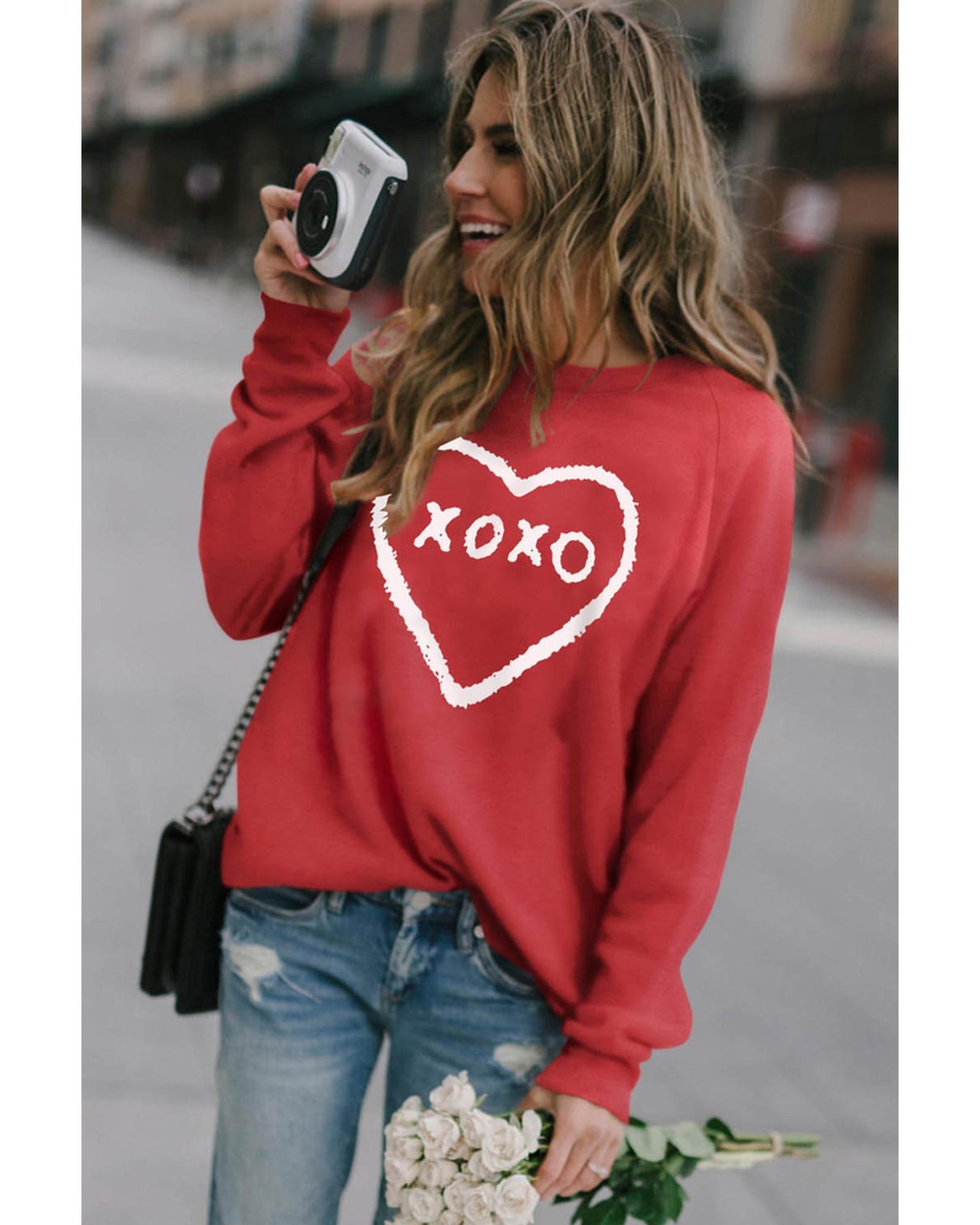 Azura Exchange Heart Pattern Print Valentines Sweatshirt - S