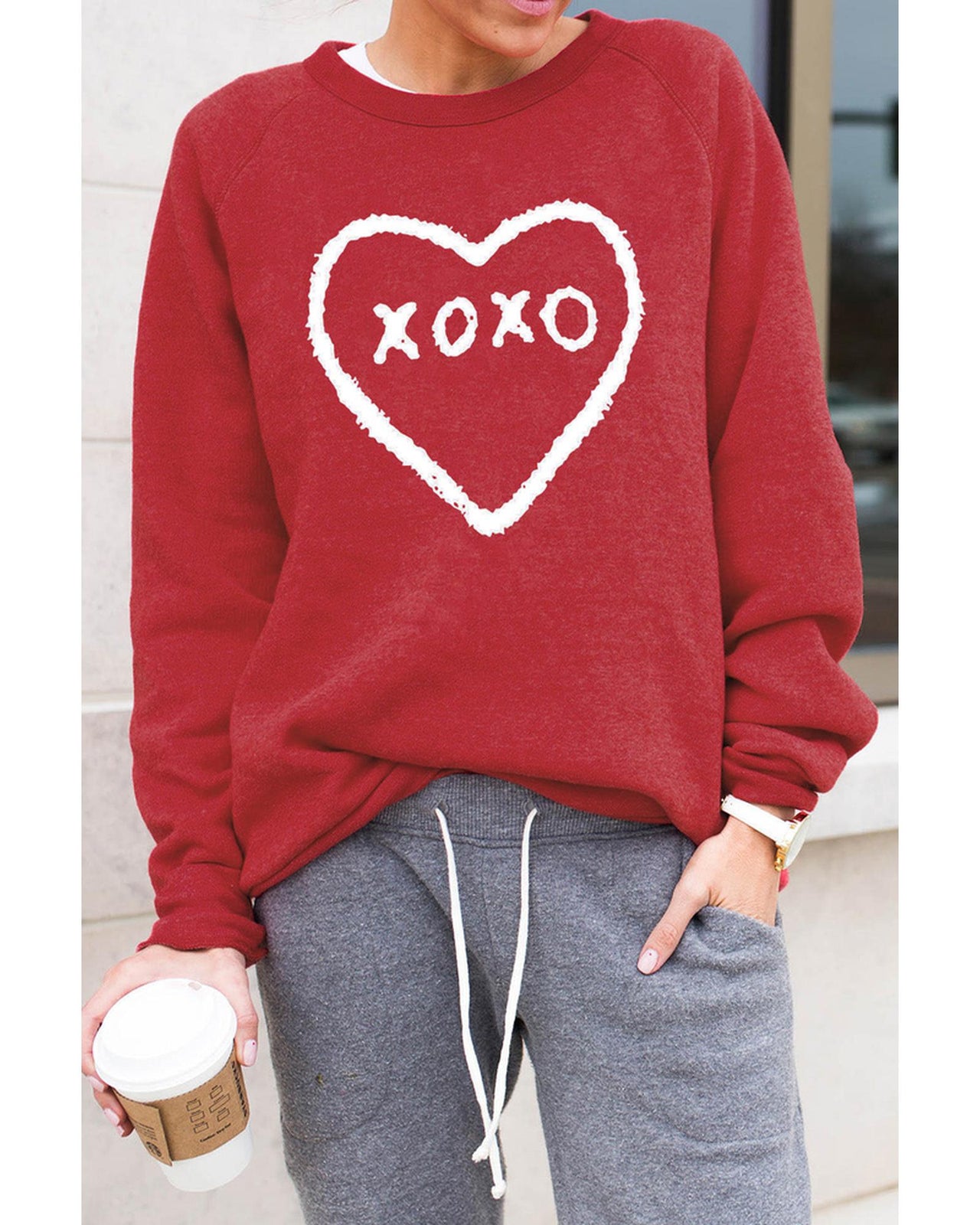 Azura Exchange Heart Pattern Print Valentines Sweatshirt - S