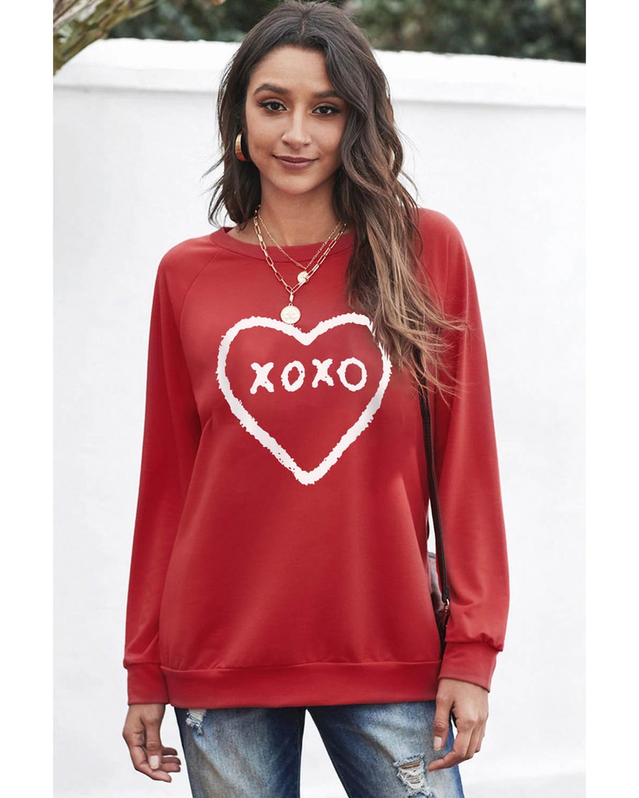 Azura Exchange Heart Pattern Print Valentines Sweatshirt - S