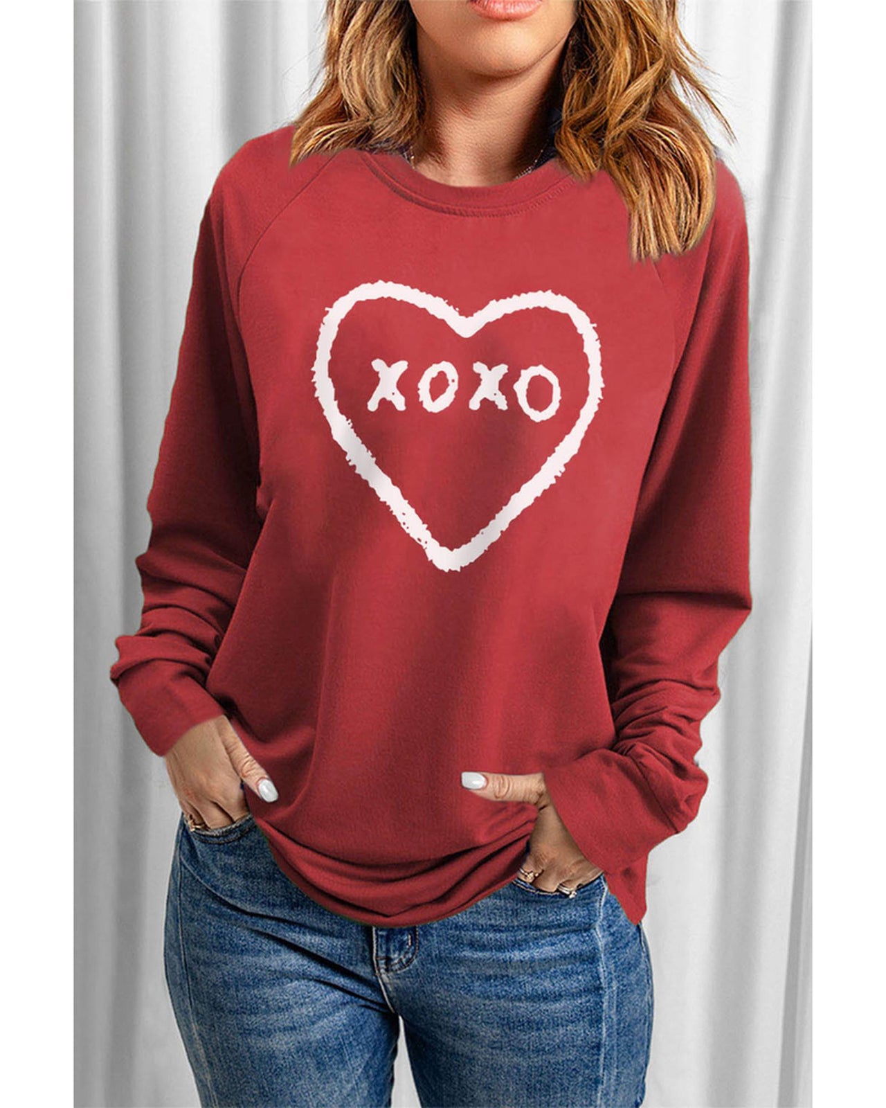 Azura Exchange Heart Pattern Print Valentines Sweatshirt - S