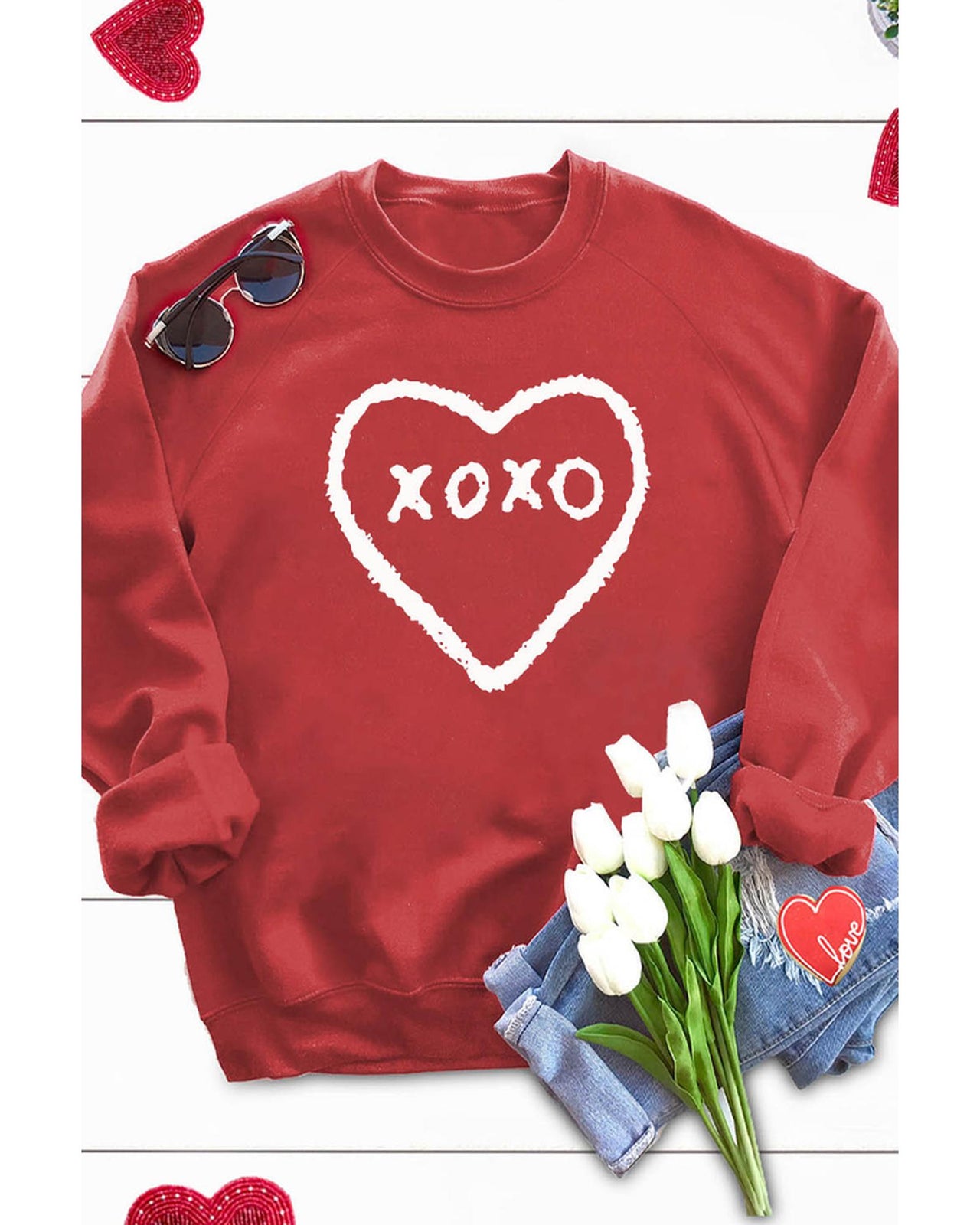 Azura Exchange Heart Pattern Print Valentines Sweatshirt - S