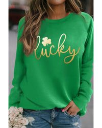 Thumbnail for Azura Exchange Lucky Glitter Graphic Raglan Sleeve Sweatshirt - L