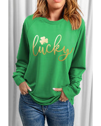 Thumbnail for Azura Exchange Lucky Glitter Graphic Raglan Sleeve Sweatshirt - L