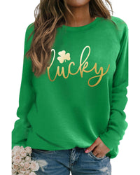 Thumbnail for Azura Exchange Lucky Glitter Graphic Raglan Sleeve Sweatshirt - L