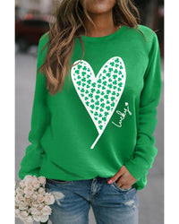 Thumbnail for Azura Exchange Lucky Clover Heart Graphic Sweatshirt - L