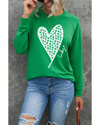 Thumbnail for Azura Exchange Lucky Clover Heart Graphic Sweatshirt - L